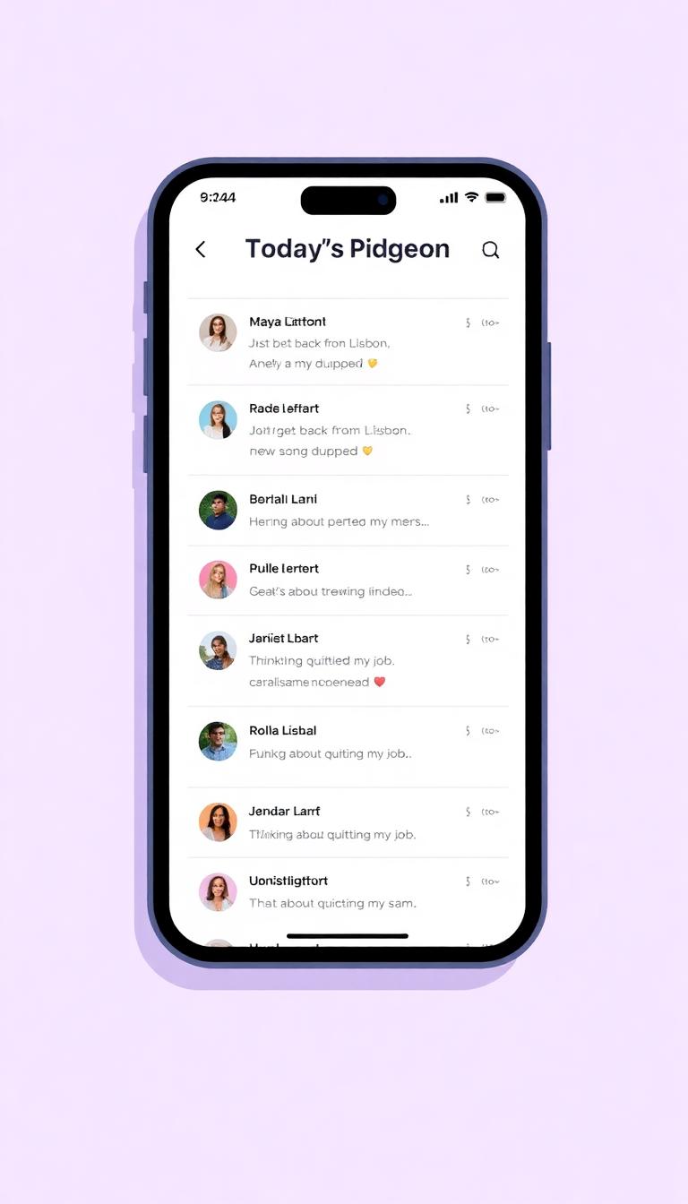 Pidgeon app mockup